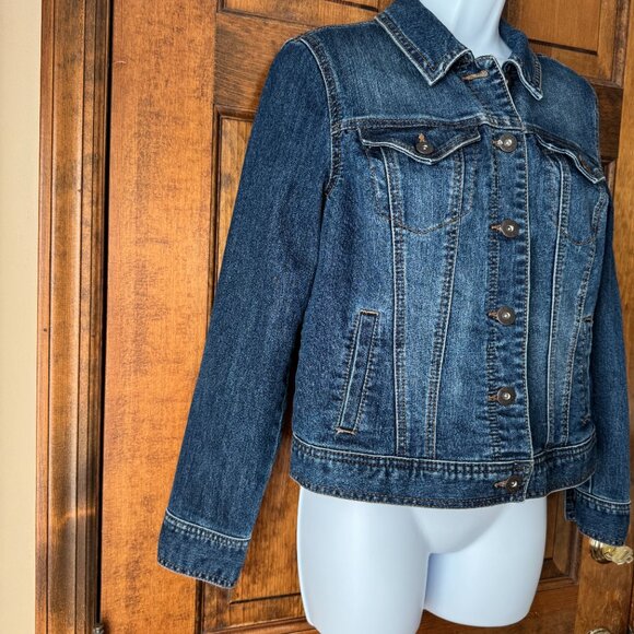 Style & Co Button Close Denim Jacket Petite Medium - Picture 8 of 16